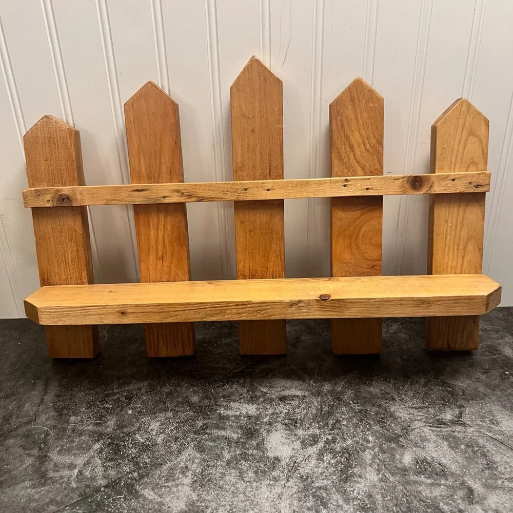 Vintage Handmade Wooden Picket Fence Wall Shelf | Cottage